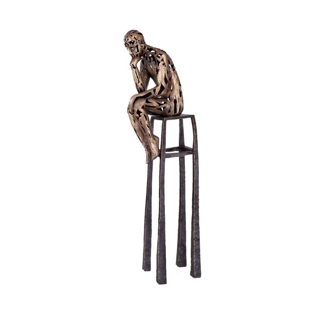 Sitzende Knstlerskulptur - nachdenklicher Mensch - Thinker light