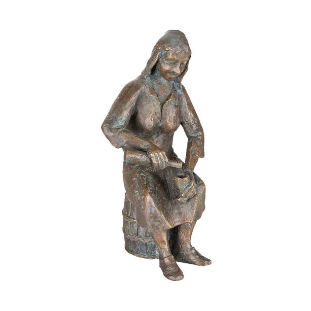 Knstler Bronze Frauenskulptur mit Kelch und Flasche - Die Einschenkerin