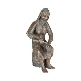 Knstler Bronze Frauenskulptur mit Kelch und Flasche -...