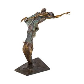 Menschfigur im Wind - Bronze Designerstatue - Herbst