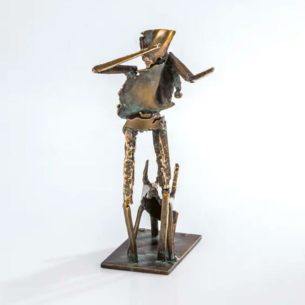 Bronzeskulptur Gassi gehen - limitierte Gartenfigur - Mann mit Hund