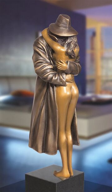 Limitierte Bronze Knstlerfigur Paar mit Granitsockel - The Kiss
