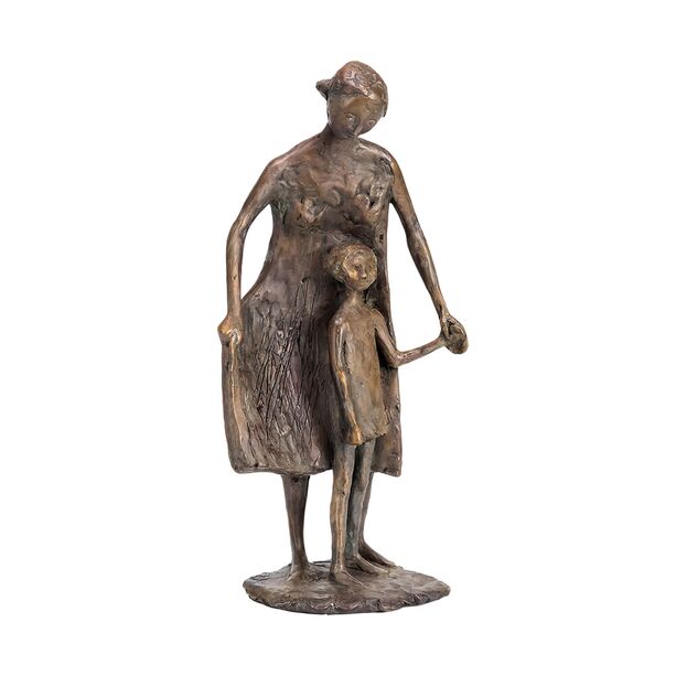 Limitierte Frauenstatue aus Bronze mit Kind - Kind fhrende Frau