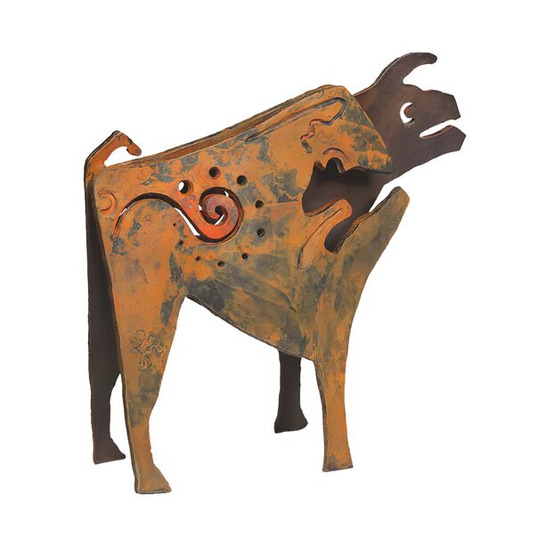 2er Set limitierte Stierfiguren aus Bronze - grn & braun - Ur Set