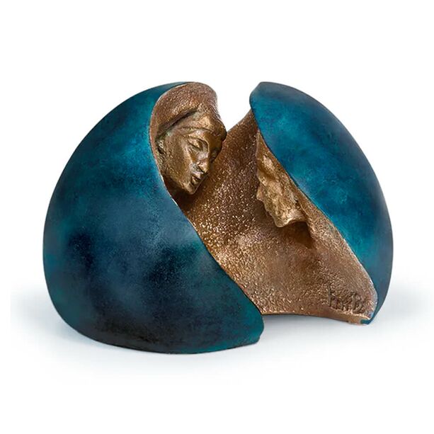 Besondere Bronzeskulptur - blaue Designerlimitation - Zwei in einem (2-teilig)