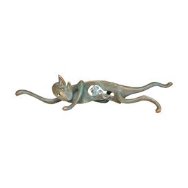 Abstrakte Designer Katzenfigur mit Maus aus Bronze - Katz...