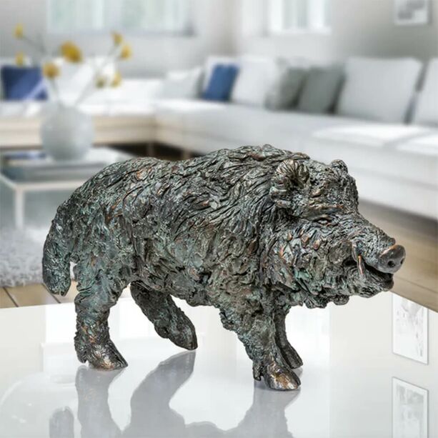 Bronze Tierfigur Wildschwein in limitierter Auflage - Keiler stehend