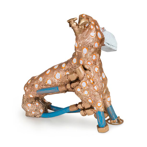 Mehrfarbige Bronzeskulptur Hund - Design industrial - Dog Machine