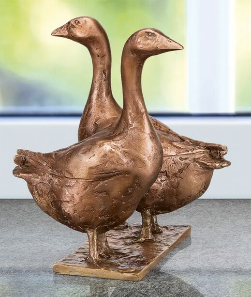 Vogelfigur 2 Gnse aus Bronze im limitierten Design - Gnsepaar