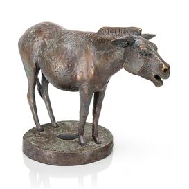 Patinierte Esselfigur aus Bronze mit Mhlrad - Esel