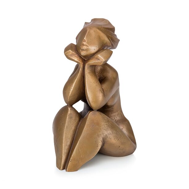 Moderne Bronzefrau sitzt aus limitiertem Handwerk - Meditierende