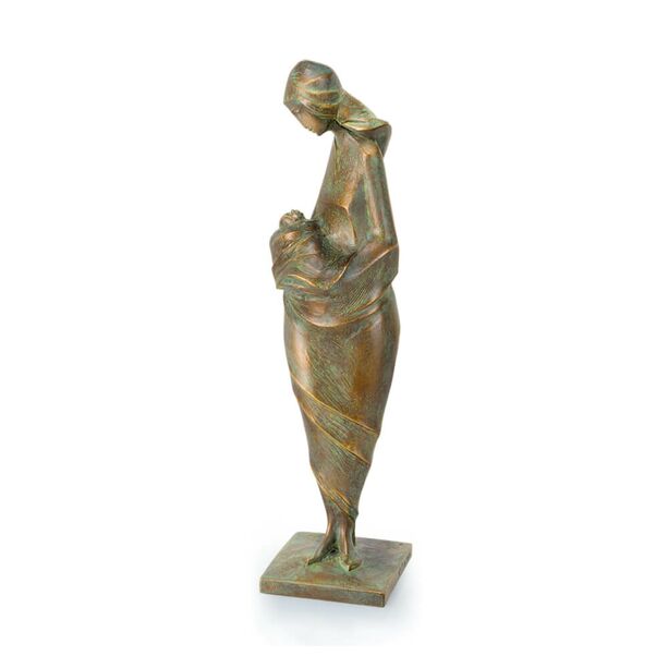 Mutter hlt Kind - Bronzeskulptur mit Patina - Mutter mit Kind II