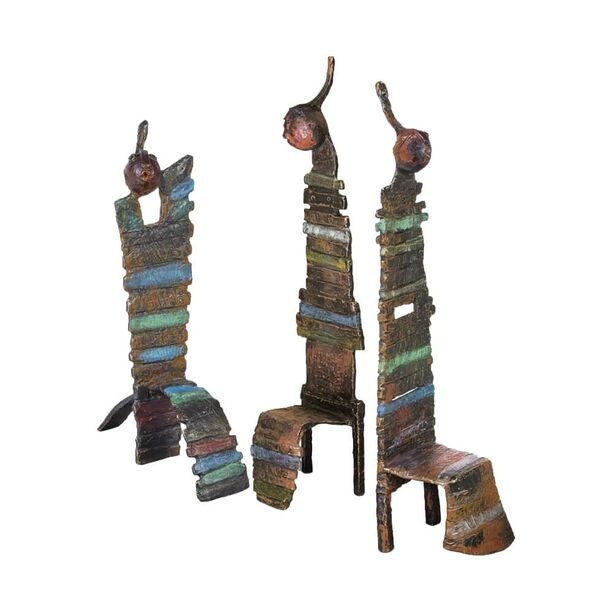 Knstler Bronzeplastiken limitiert - 3 Sthle als Deko - Chaise Magique Set