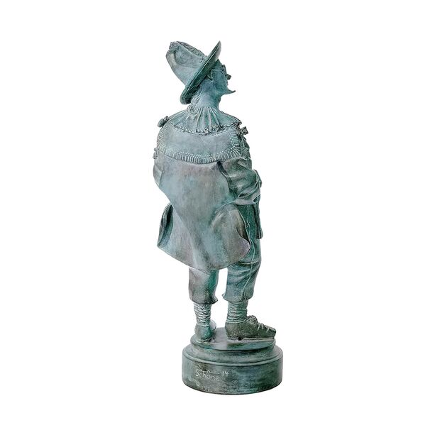 Limitierte Mann bronzeskulptur mit grner Patina - Der Lebemann