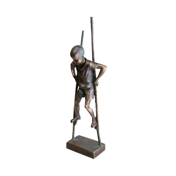 Junge auf Stelzen - limitierte Bronzestatue klein - Stelzenlufer