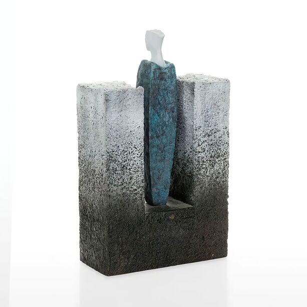 Streng limitierte Designerfigur aus Bronze - grau-blau - Case I