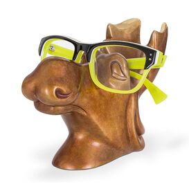 Elchkopf aus limitierter Bronze als Brillenhalter -...