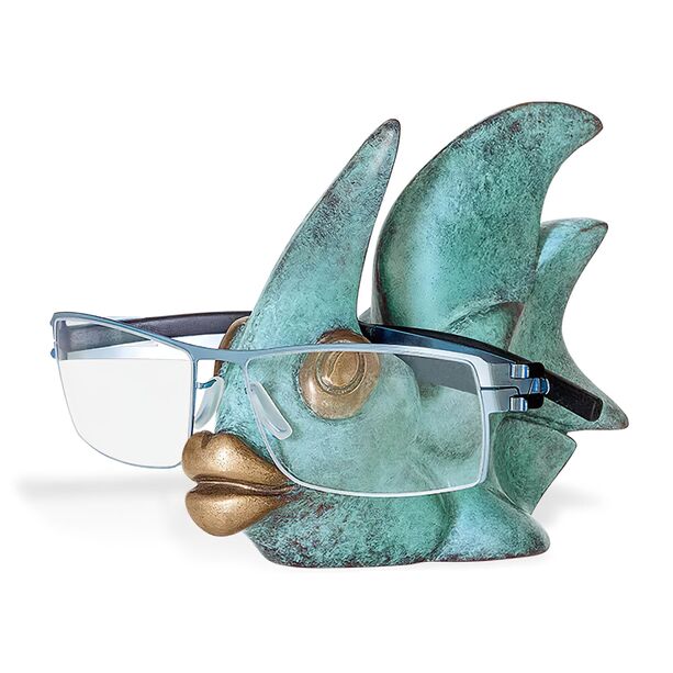 Fischskulptur als Brillenablage aus Bronze - limitierte Tierfigur - Fisch