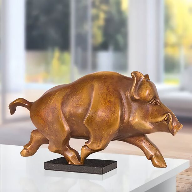 Limitierte Wildschwein Tierfigur aus Bronzeguss - Porco