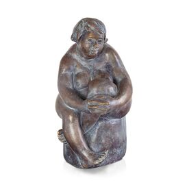 Frau sitzt auf Stein - limitierte Bronzeskulptur - Susanna