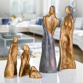 Moderne Bronzeskulptur Eltern und 3 Kinder - Familie,...
