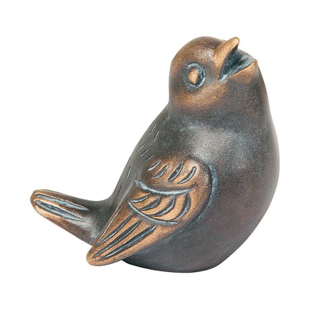 Robuste Bronzeskulptur - kleiner Singvogel - Vogel Earl