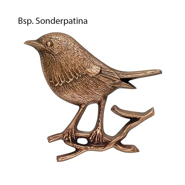 Garten Vogelstatue klein aus robuster Bronze - Vogel Pan links