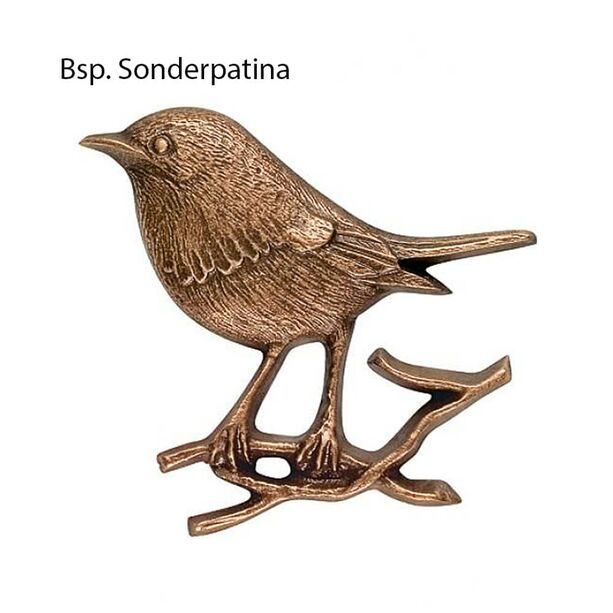 Bronze Gartendekoration - kleiner Singvogel - Vogel Suna
