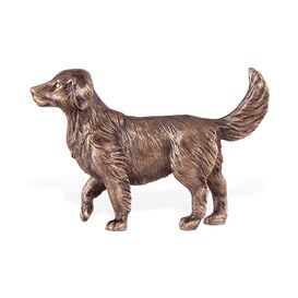Kleine Dekofigur - Hund aus wetterfester Bronze - Golden...