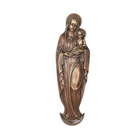 Besondere Metall Wandskulptur - Maria mit Kind - Madonna...