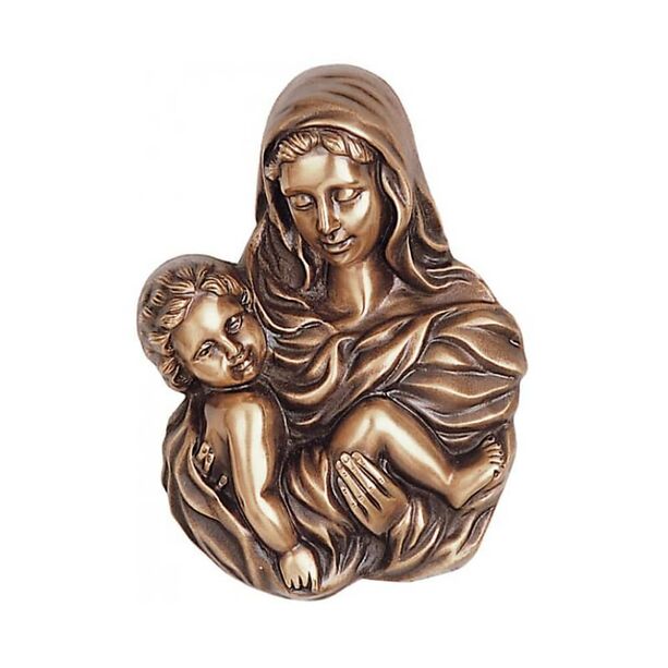 Wandrelief Maria mit Kind aus Bronze/Aluminium - Madonna Thekla