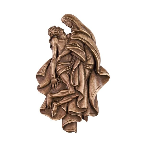 Besondere Wand Bronzefigur Maria und Jesus - Heiligenrelief Pieta