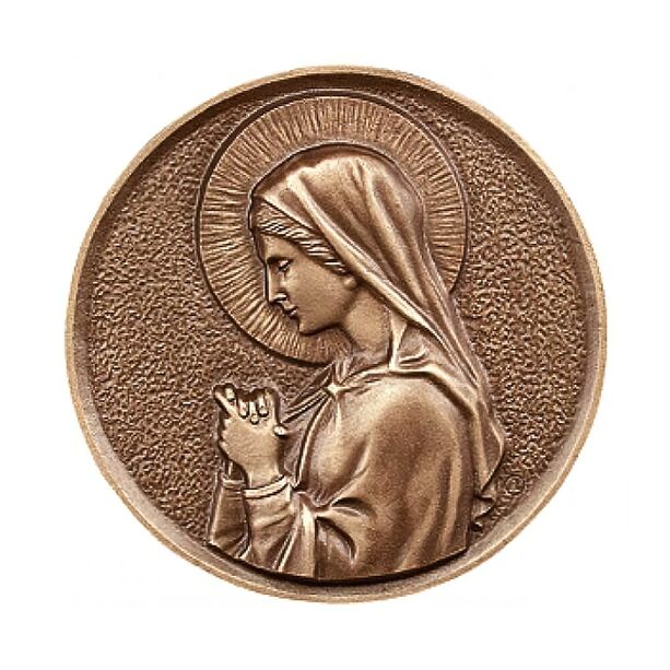 Rundes Wand Bronzerelief betende Maria - Madonna Hiltrud