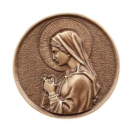 Rundes Wand Bronzerelief betende Maria - Madonna Hiltrud