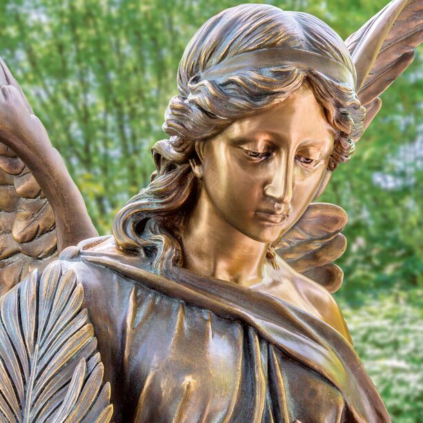 Garten Engelfigur aus Bronze mit Feder - Angelo Maestoso