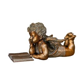 Lesender Bronzeengel mit Buch - liegend - Angelo mit Buch