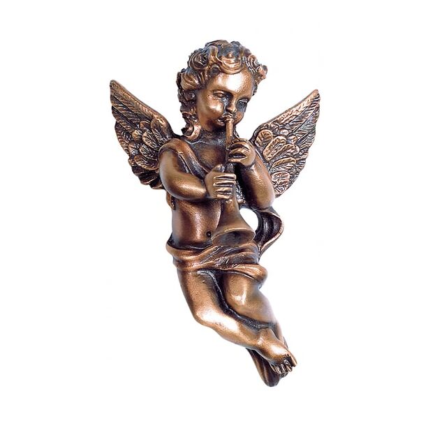 Fliegender Engel aus Bronze mit Posaune - Angelo Tetere