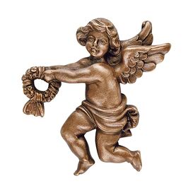 Bronze/Alu Engelfigur mit Kranz als Wanddeko - Angelo...
