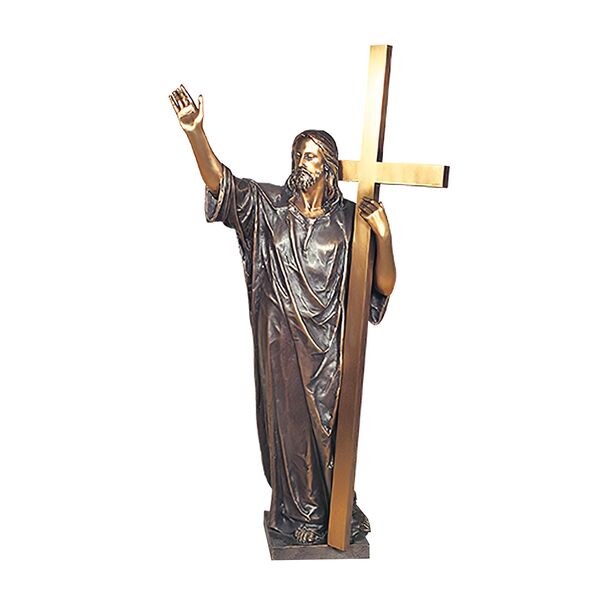Groe Christus-Statue aus Bronze mit Kreuz - Christus mit Kreuz