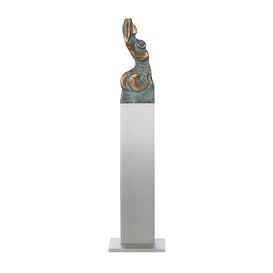 Knstlerfigur mit Stele - Aktstatue aus Bronze -...