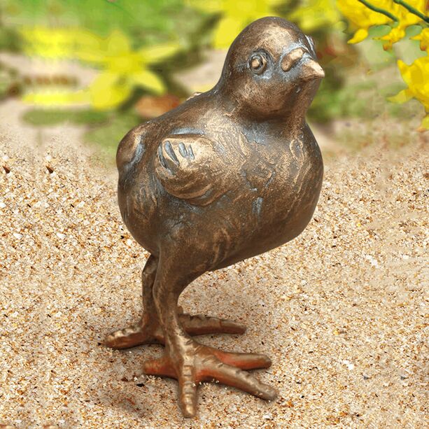 Bronze Vogelfiguren Set aus 5 farbigen Kken - Kken mit Schale / Kken + Eierschale