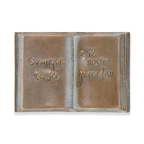 Buch aus Bronze mit italienischer Inschrift - Buch Italiae / 6x4cm (BxT) / Bronze braun