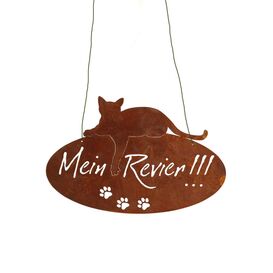 Gartendeko Schild Mein Revier Katze - Metall Rost - Scutum