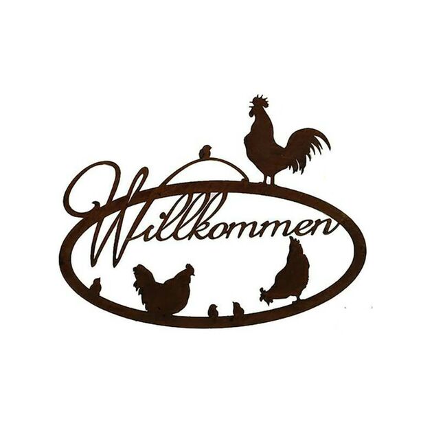 Metall Gartenschild Willkommen - Hhner - Pullum