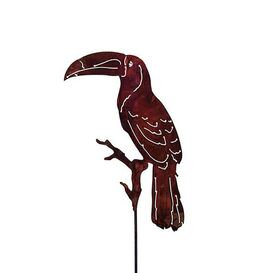 Gartendeko Vogel aus Metall in Rost Optik - Tukan