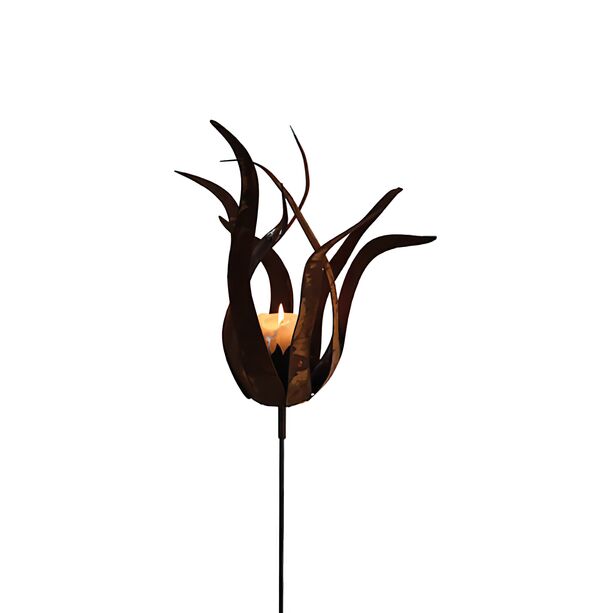 Feuerblume fr Kerze - Rost Metall Gartendeko - Flos Ignis
