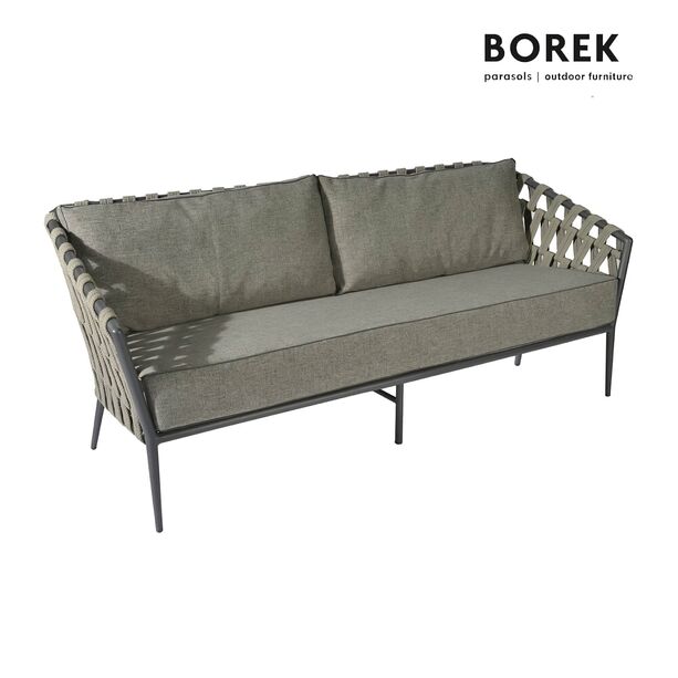 Gartensofa mit Auflagen - grau - Rope-Optik - Sofa Tavira