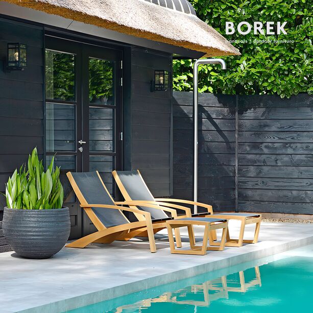 Borek Gartenhocker aus Teakholz & Batyline - Loungehocker Luxx