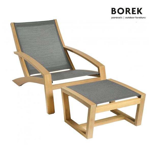Loungeset Hocker & Sessel von Borek - Teakholz - Lounge Luxx