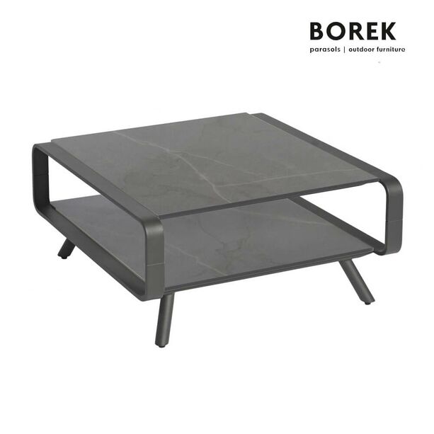 Grauer Loungetisch 63cm - Alu & Dekton - Double O Tisch